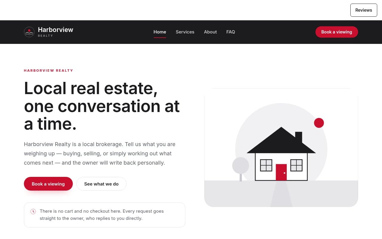 The front page of Harborview Realty, an example store Captain built